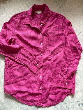 GAP Fuchsia Striped Long-Sleeve Button-Down Shirt